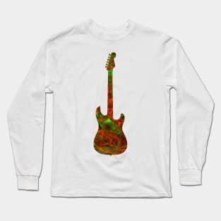 Red on Green Flame Guitar Silhouette Long Sleeve T-Shirt